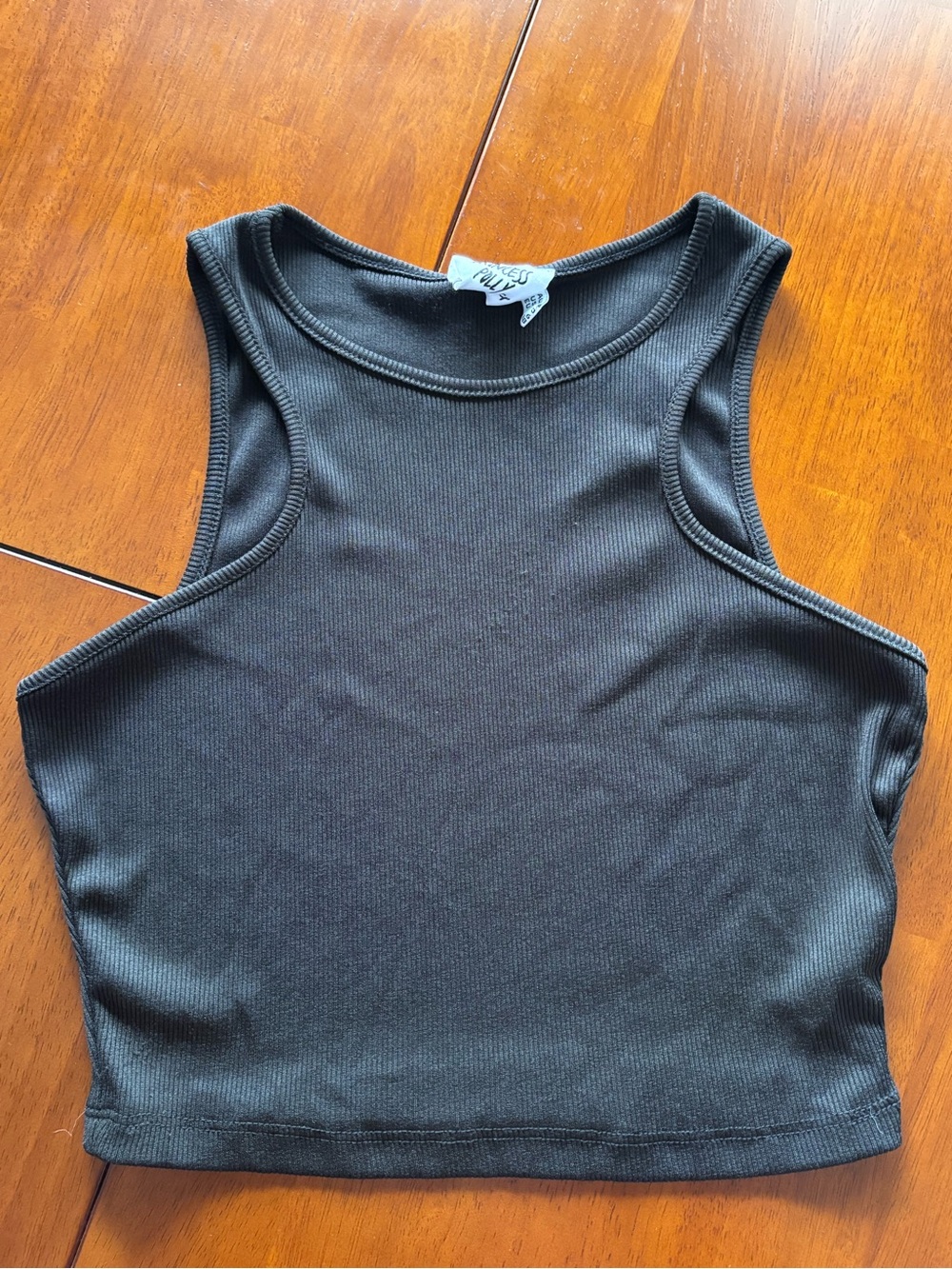 Princess Polly Black Ribbed High-Neck Tank sz 6 - Picture 4 of 9